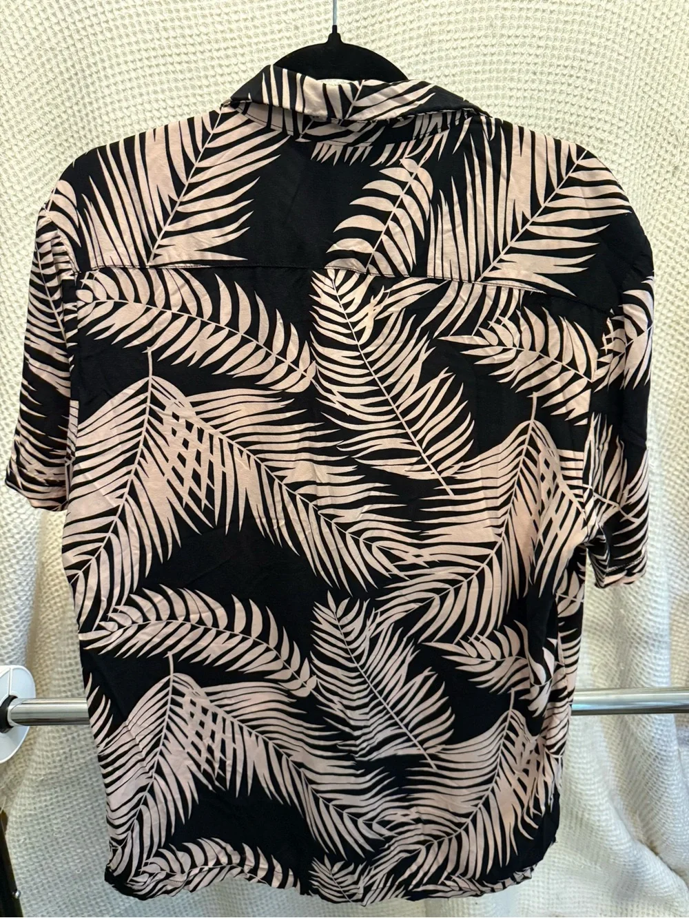 Denim & Flower Black and Blush Palm-Print Button-Up - Picture 3 of 3
